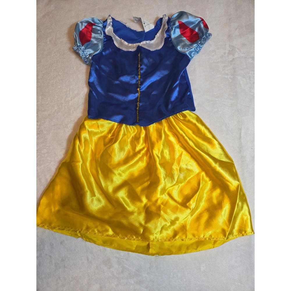289 Disney Snow White Costume Girls 4-6X Blue Yellow Good Satin Sequin Dress Up